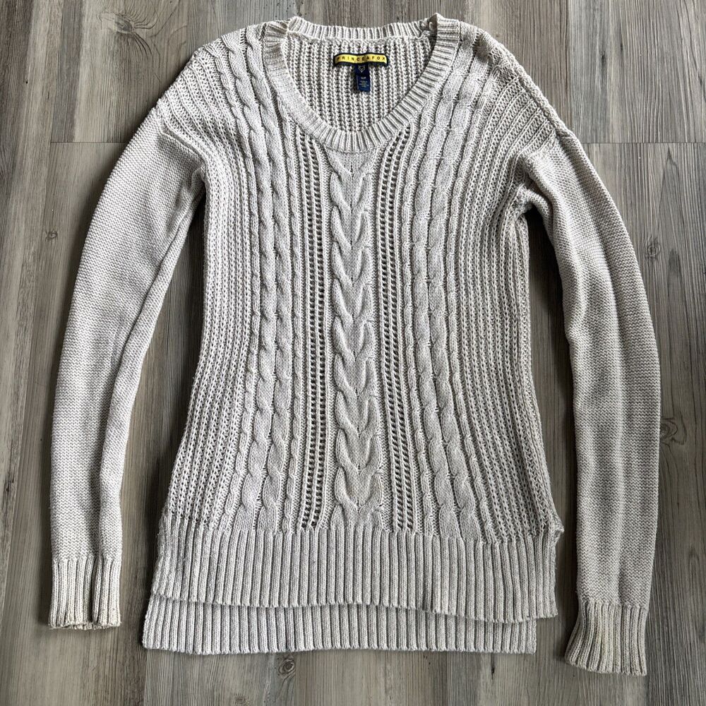 Prince And Fox Cable Knit Chunky Preppy Cotton Sweater Size Small